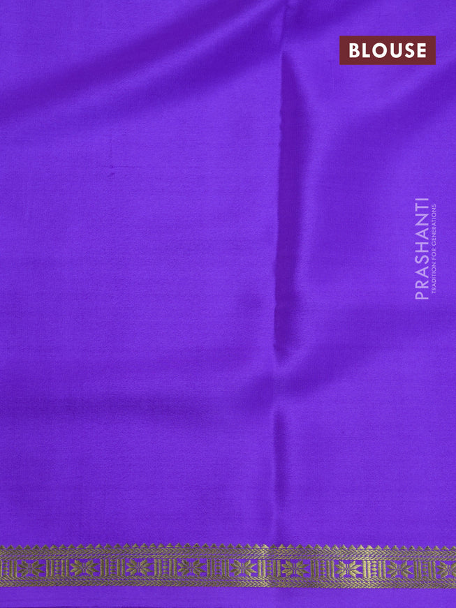 Pure mysore silk saree lavender shade with plain body and zari woven border