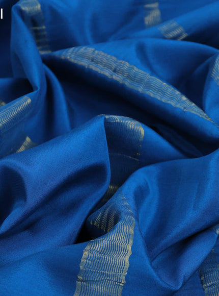 Pure mysore silk saree peacock blue with plain body and zari woven border