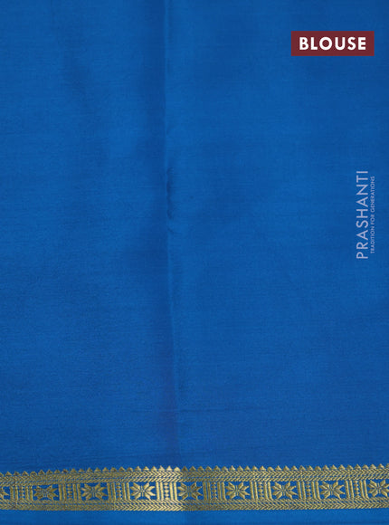 Pure mysore silk saree peacock blue with plain body and zari woven border