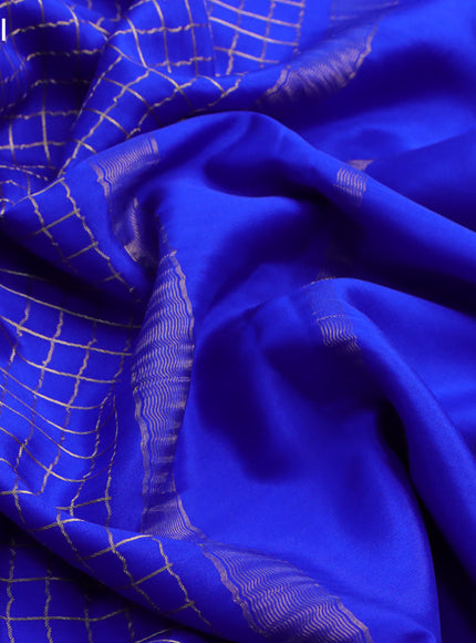 Pure mysore silk saree royal blue with allover zari checked pattern and zari woven border