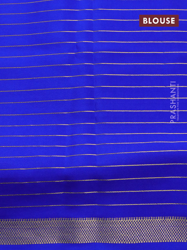 Pure mysore silk saree royal blue with allover zari checked pattern and zari woven border