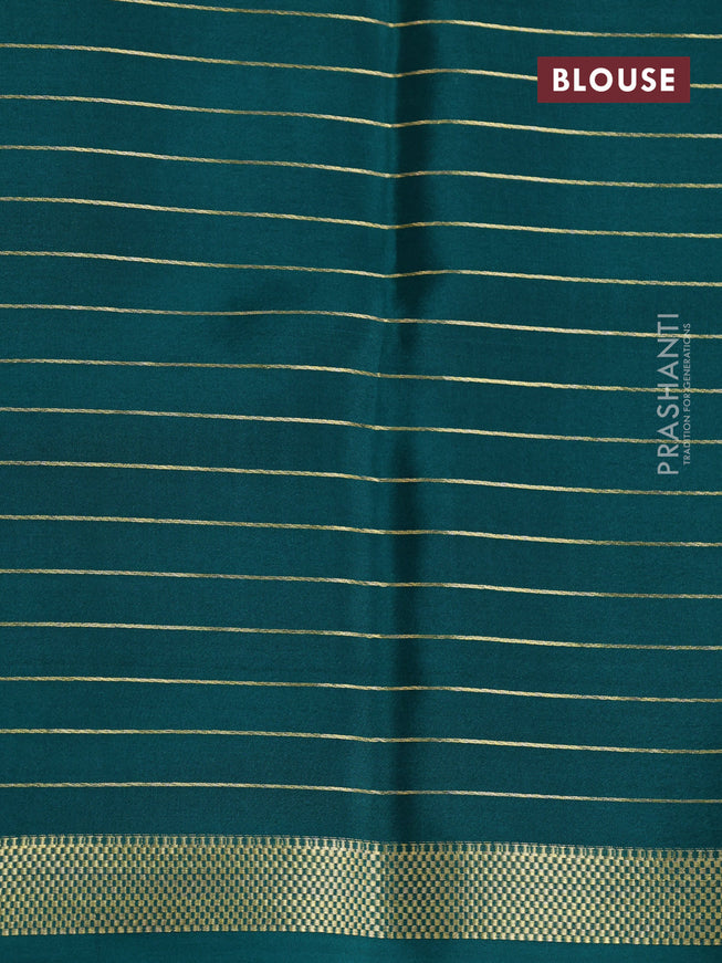 Pure mysore silk saree dark green with allover zari checked pattern and zari woven border