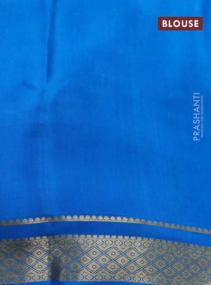 Pure mysore silk saree pink and cs blue with allover zari checked pattern and zari woven border