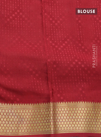 Pure mysore silk saree mustard yellow and red with allover zari checked pattern and zari woven border