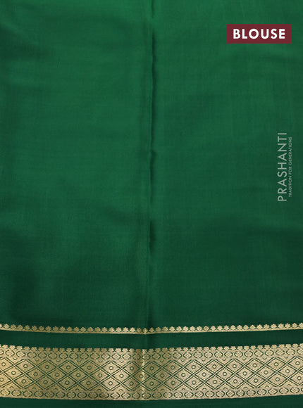 Pure mysore silk saree purple and green with allover zari checked pattern and zari woven border