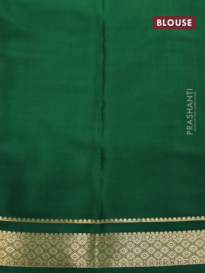 Pure mysore silk saree purple and green with allover zari checked pattern and zari woven border