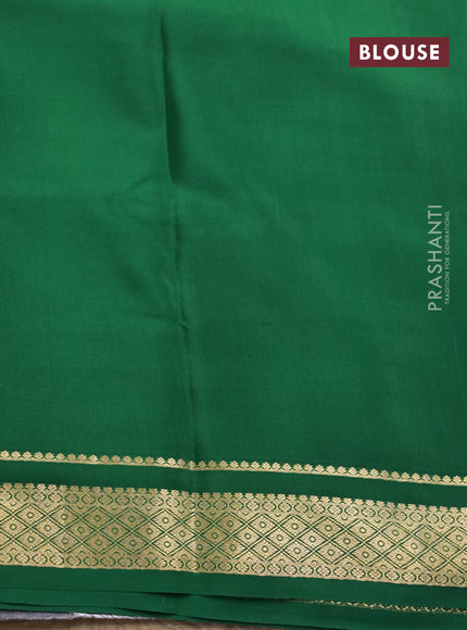 Pure mysore silk saree red and green with allover zari checked pattern and zari woven border