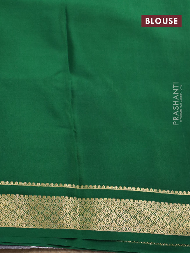 Pure mysore silk saree red and green with allover zari checked pattern and zari woven border