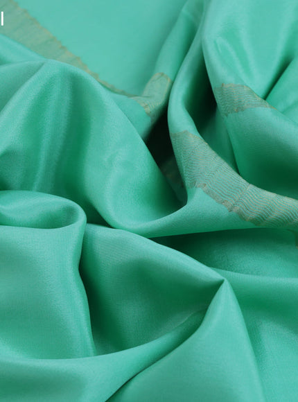 Pure mysore silk saree teal green shade with plain body and zari woven border