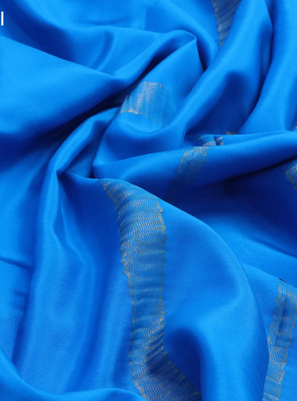 Pure mysore silk saree cs blue with plain body and zari woven border