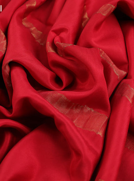 Pure mysore silk saree red with plain body and zari woven border