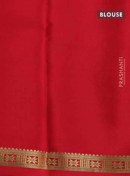 Pure mysore silk saree red with plain body and zari woven border