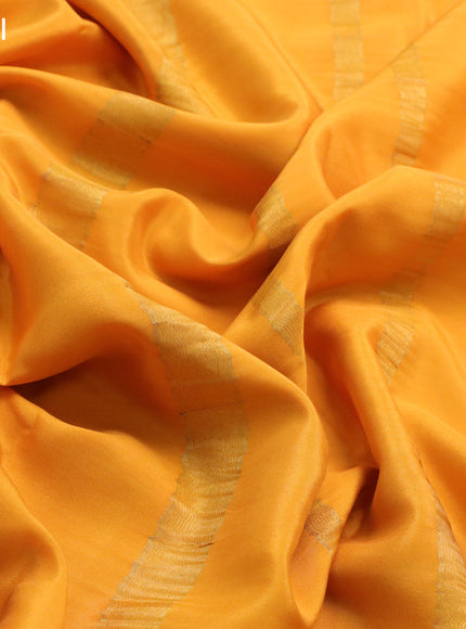 Pure mysore silk saree mango yellow with plain body and zari woven border