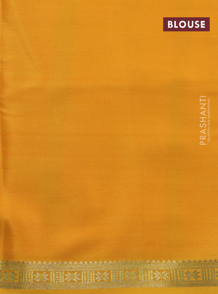 Pure mysore silk saree mango yellow with plain body and zari woven border