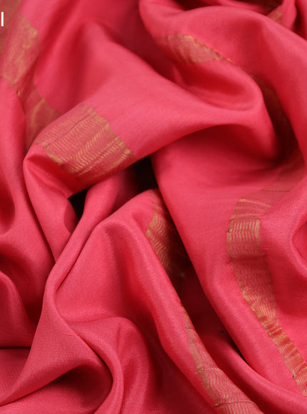 Pure mysore silk saree peach pink with plain body and zari woven border