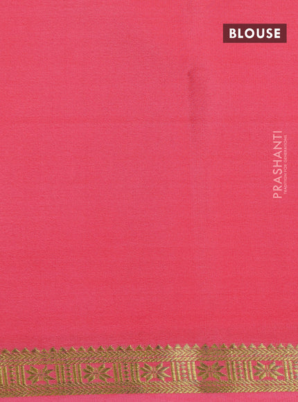 Pure mysore silk saree peach pink with plain body and zari woven border