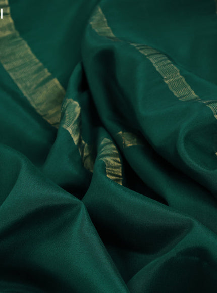 Pure mysore silk saree dark green with plain body and zari woven border