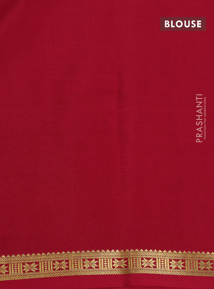 Pure mysore silk saree maroon with plain body and zari woven border