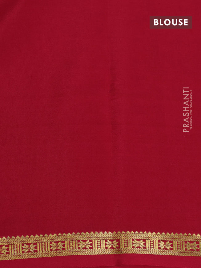 Pure mysore silk saree maroon with plain body and zari woven border