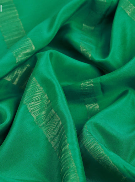 Pure mysore silk saree green with plain body and zari woven border