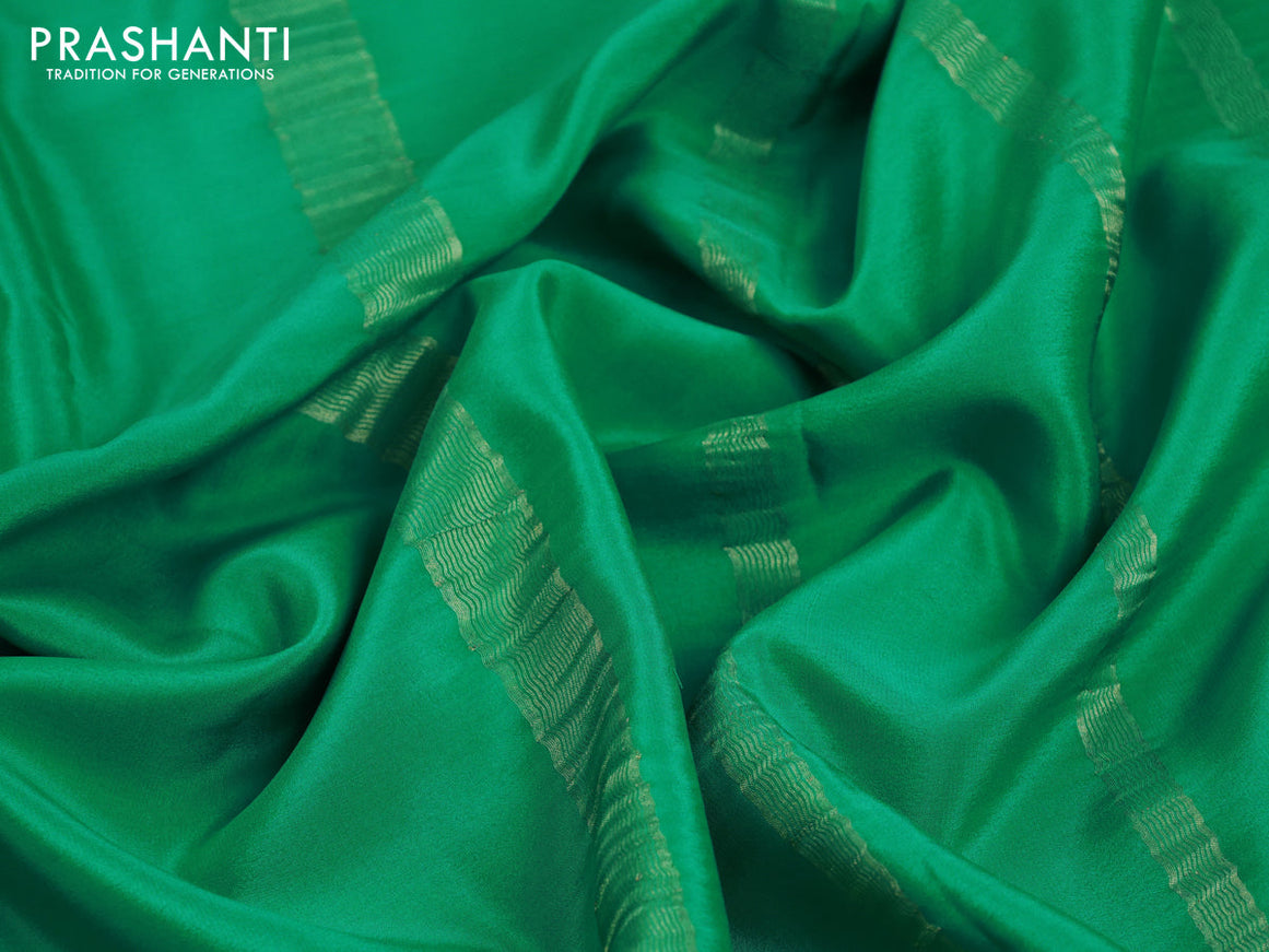 Pure mysore silk saree green with plain body and zari woven border