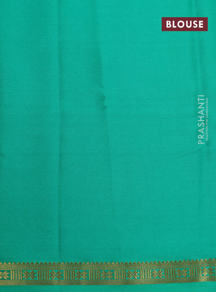 Pure mysore silk saree green with plain body and zari woven border