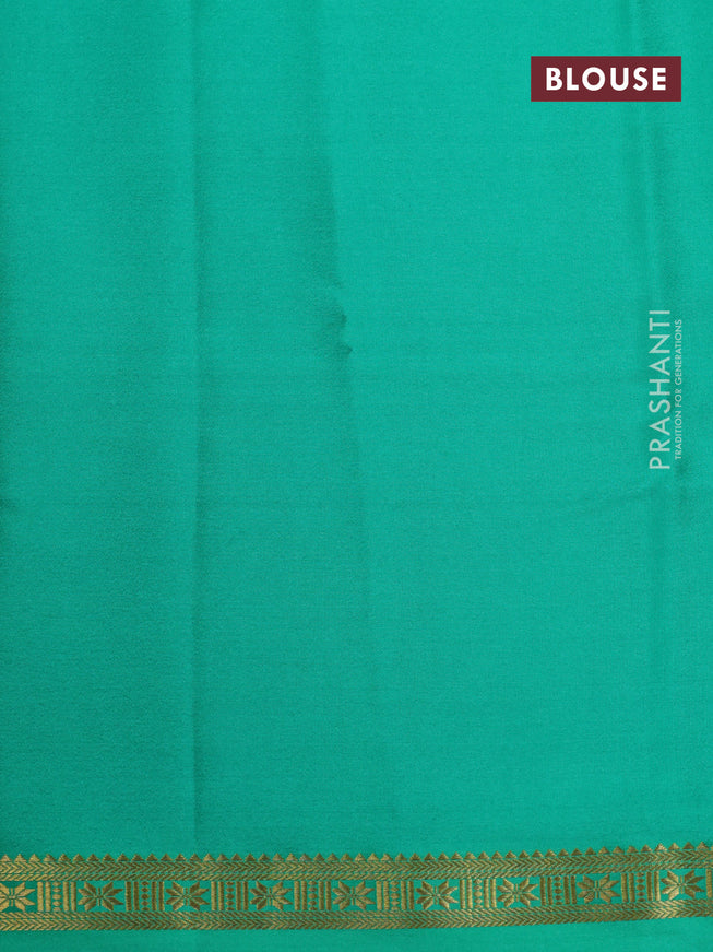 Pure mysore silk saree green with plain body and zari woven border