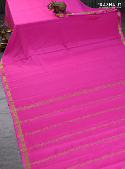 Pure mysore silk saree pink with plain body and zari woven border