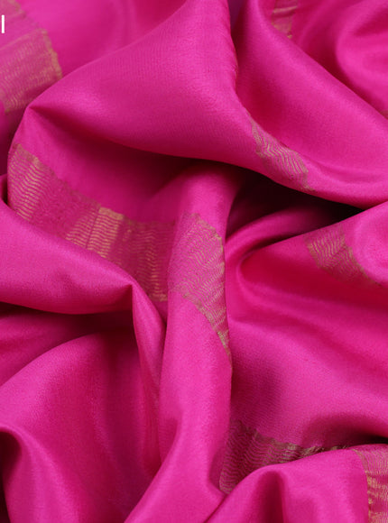 Pure mysore silk saree pink with plain body and zari woven border