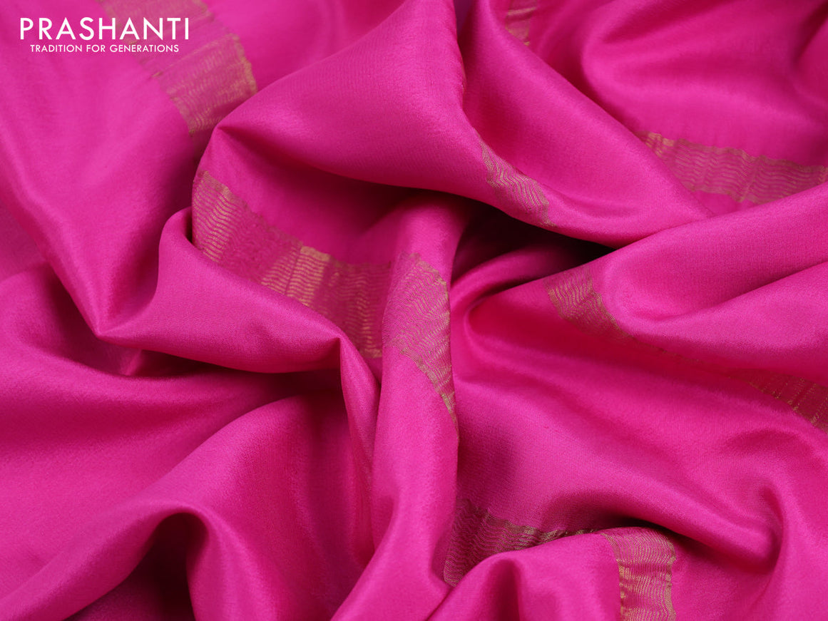 Pure mysore silk saree pink with plain body and zari woven border