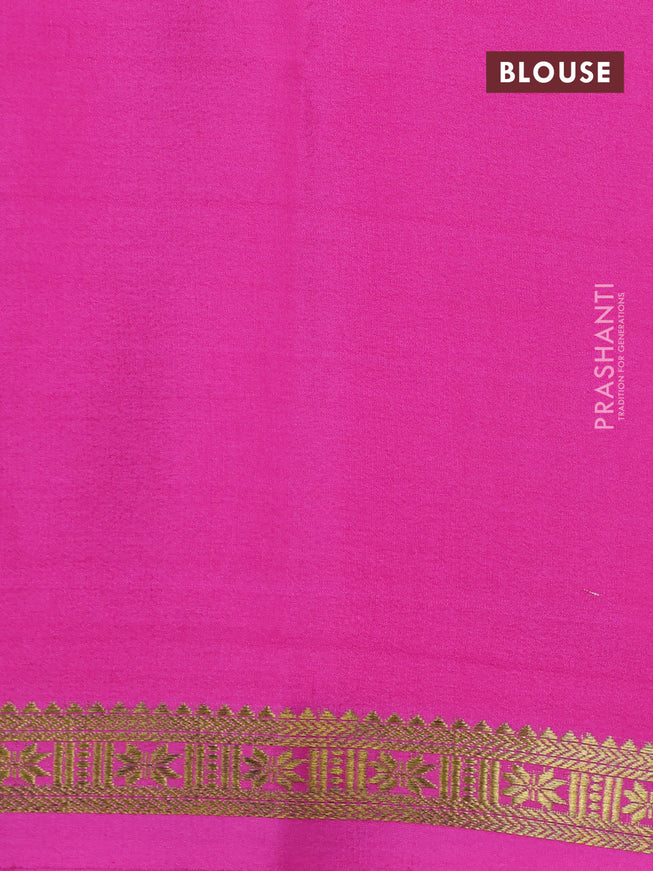 Pure mysore silk saree pink with plain body and zari woven border