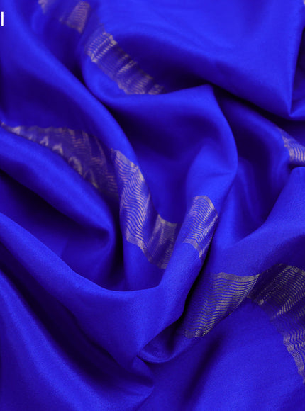 Pure mysore silk saree royal blue with plain body and zari woven border