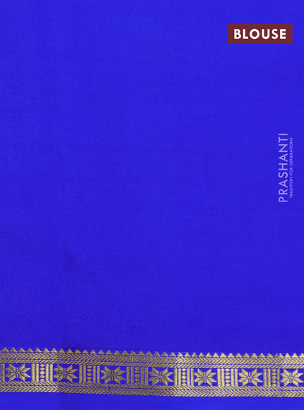 Pure mysore silk saree royal blue with plain body and zari woven border