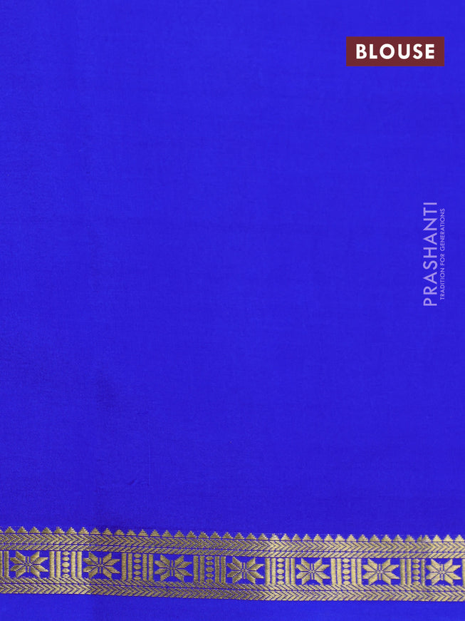 Pure mysore silk saree royal blue with plain body and zari woven border