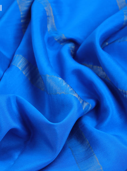 Pure mysore silk saree cs blue with plain body and zari woven border