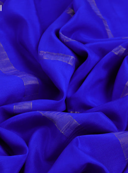 Pure mysore silk saree royal blue with plain body and zari woven border