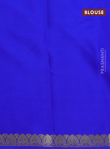 Pure mysore silk saree royal blue with plain body and zari woven border