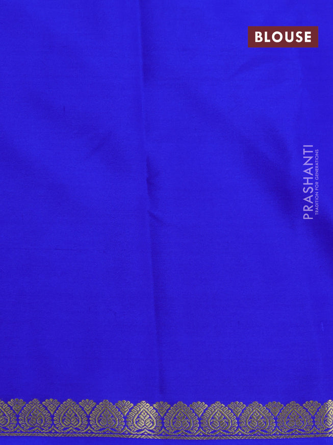 Pure mysore silk saree royal blue with plain body and zari woven border