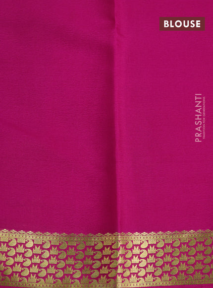 Pure mysore silk saree teal green and pink with plain body and zari woven border