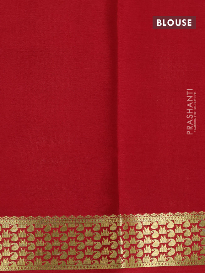 Pure mysore silk saree yellow and red with plain body and zari woven border