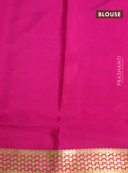 Pure mysore silk saree green and pink with plain body and zari woven border