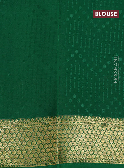 Pure mysore silk saree red and green with allover self emboss and zari woven border