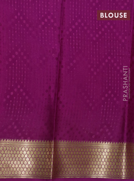 Pure mysore silk saree peach pink and purple with allover self emboss and zari woven border