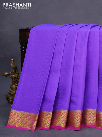 Pure mysore silk saree lavender shade and pink with allover self emboss and zari woven border