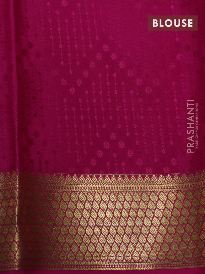 Pure mysore silk saree lavender shade and pink with allover self emboss and zari woven border