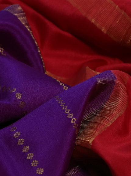 Pure mysore silk saree purple and maroon with allover zari weaves and rich zari woven border