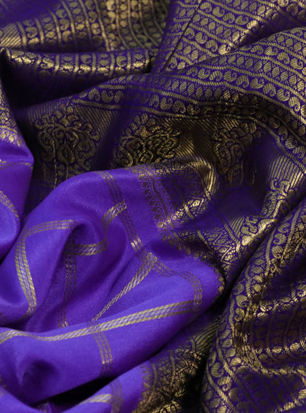 Pure mysore silk saree lavender shade and blue with allover zari checked pattern and long rich zari woven border