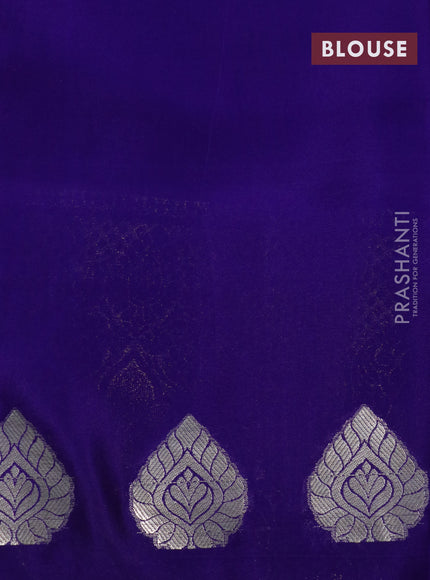 Pure mysore silk saree lavender shade and blue with allover zari checked pattern and long rich zari woven border