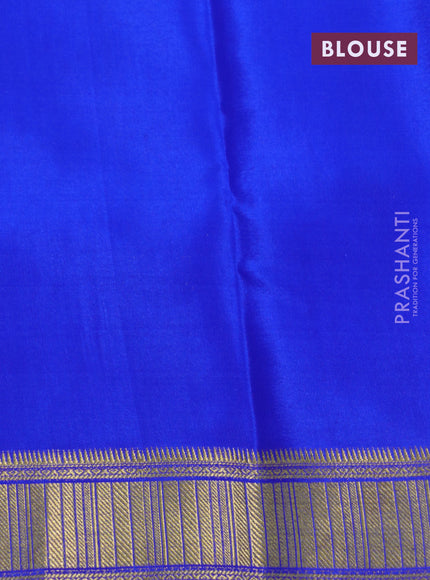 Pure mysore silk saree light blue and royal blue with allover zari checked pattern and zari woven border