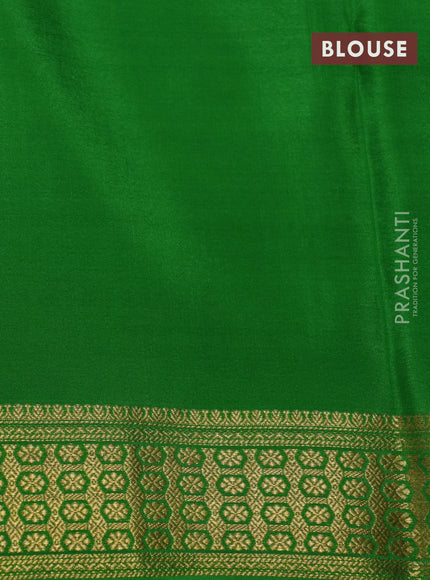 Pure mysore silk saree red and green with allover zari checked pattern and zari woven border